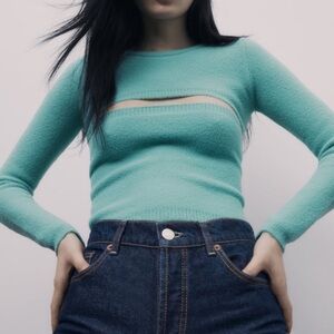 ZARA Knit Arm Warmer Sweater + Knit Bandeau Top